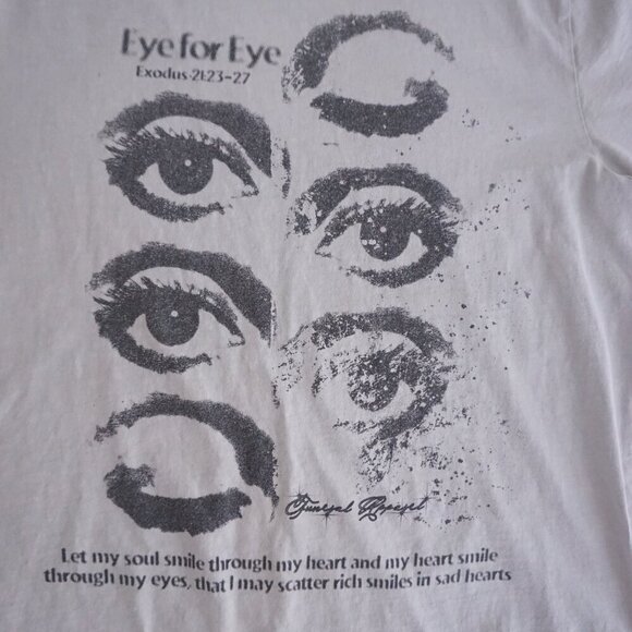 Vintage '90s Funeral White Black Eye For Eye Exodus 21:23-27 T-Shirt Large - Picture 7 of 9